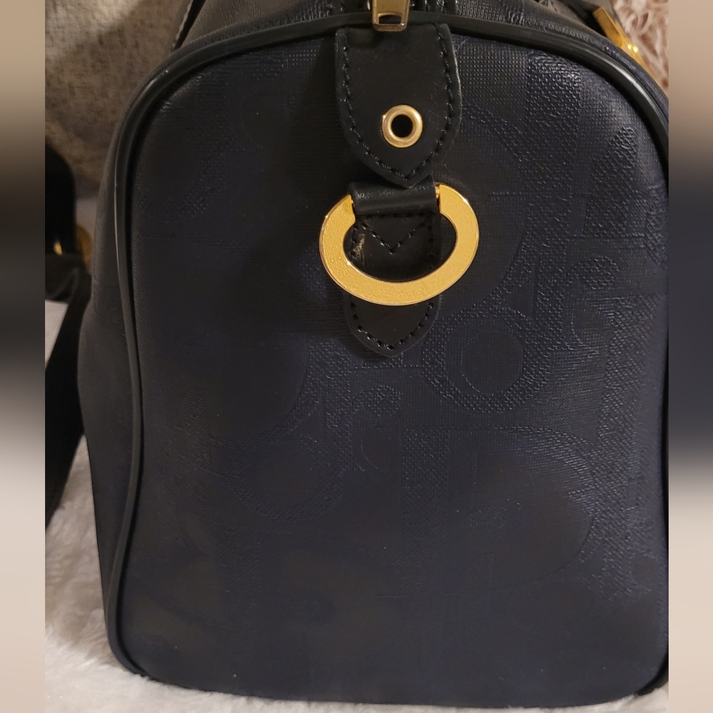 Christian Dior Navy Monogram Leather & PVC Travel Boston Bag EUC - Picture 10 of 16